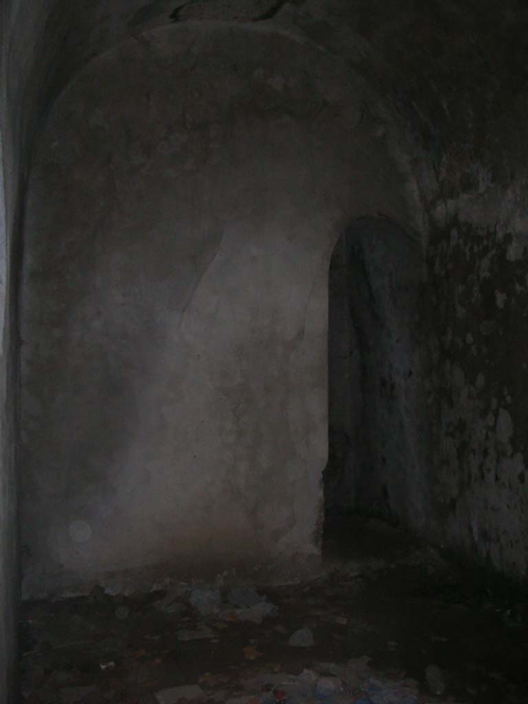 Tower X, Pompeii. May 2010. 
South wall and south-west corner of lower room. Photo courtesy of Ivo van der Graaff.