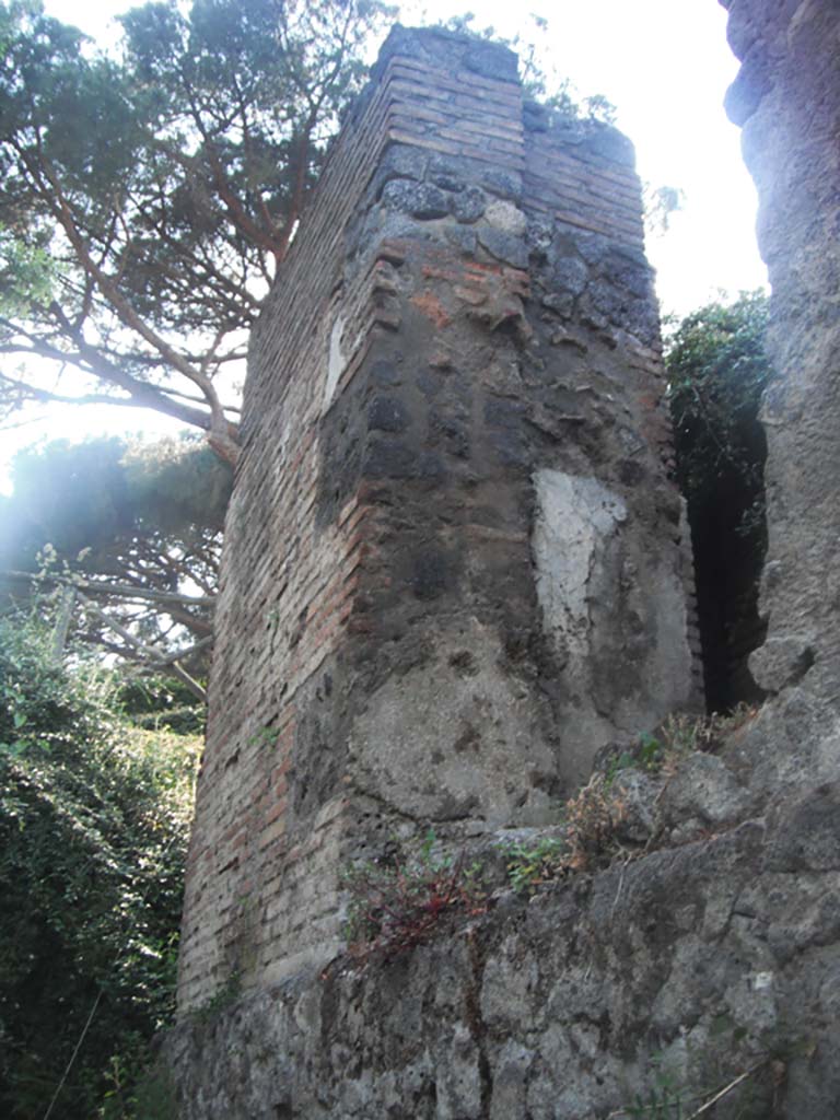 Tower II Pompeii, on south side of City. May 2011. 
Looking north-west on west side of upper base of Tower on south side. Photo courtesy of Ivo van der Graaff.