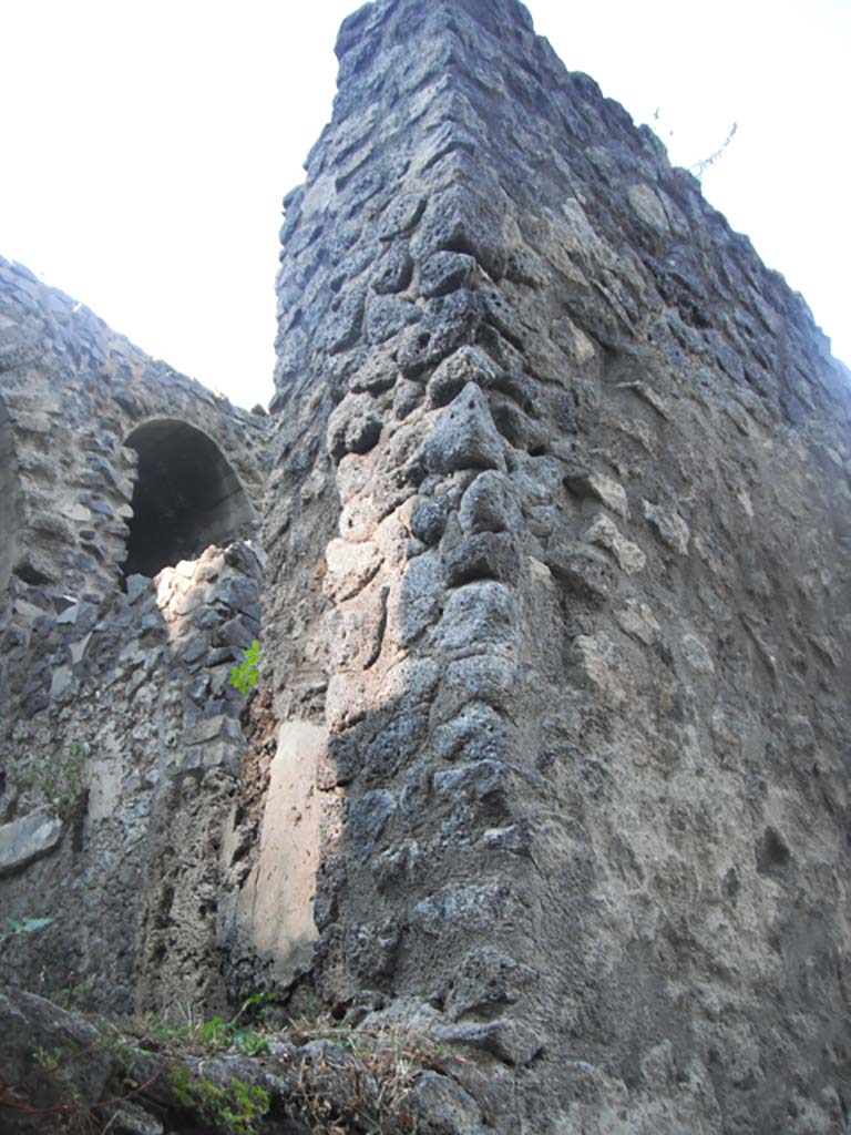 Tower II Pompeii, on south side of City. May 2011. 
Looking north-east on east side of upper base of Tower on south side. Photo courtesy of Ivo van der Graaff.