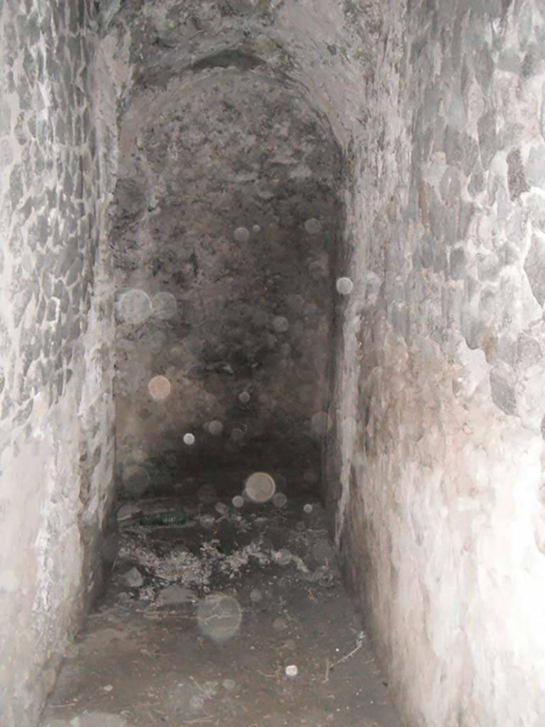 Tower V, Pompeii. May 2011. 
Looking south along corridor at rear of vaulted room. Photo courtesy of Ivo van der Graaff.
