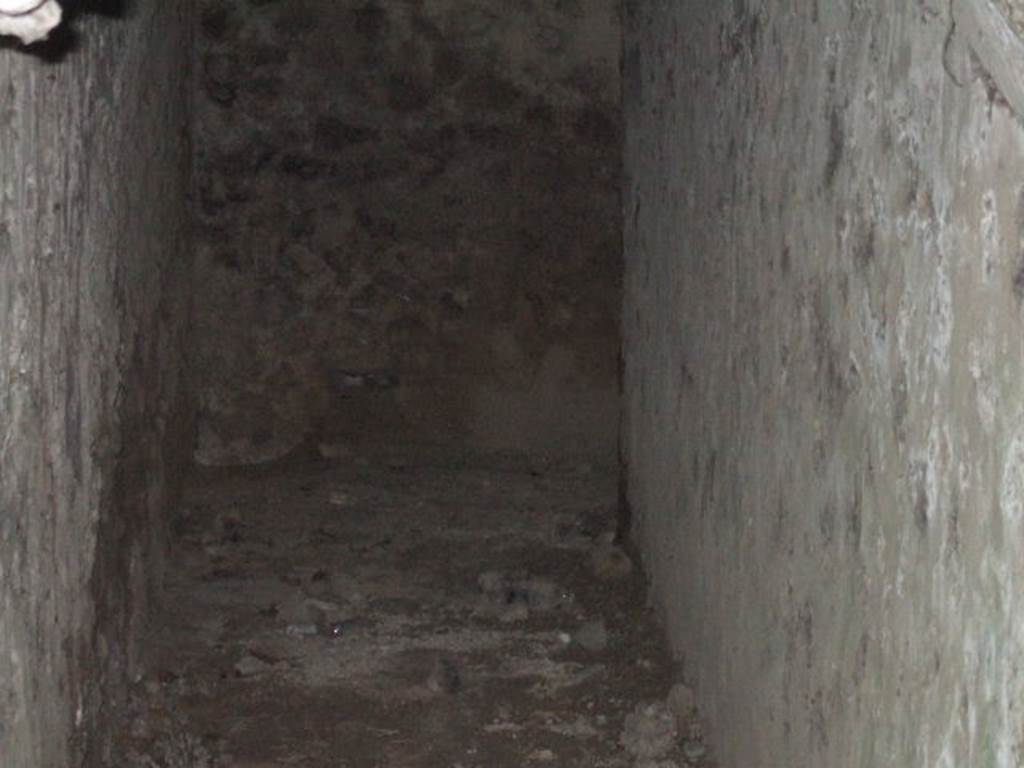 T7 Pompeii. Tower VII. May 2006. Looking south along corridor through arrow slit/window on east end of north wall.
.