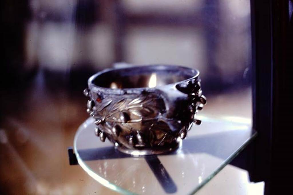 Villa della Pisanella, Boscoreale. 1974. Part of silver treasure. Now in the Louvre. Photo by Stanley A. Jashemski.   
Source: The Wilhelmina and Stanley A. Jashemski archive in the University of Maryland Library, Special Collections (See collection page) and made available under the Creative Commons Attribution-Non-Commercial License v.4. See Licence and use details.
J74f0825