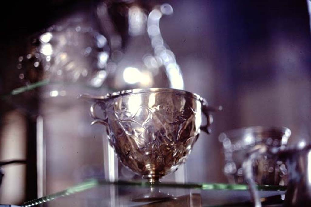 Villa della Pisanella, Boscoreale. 1974. Part of silver treasure. Now in the Louvre. Photo by Stanley A. Jashemski.   
Source: The Wilhelmina and Stanley A. Jashemski archive in the University of Maryland Library, Special Collections (See collection page) and made available under the Creative Commons Attribution-Non-Commercial License v.4. See Licence and use details.
J74f0826