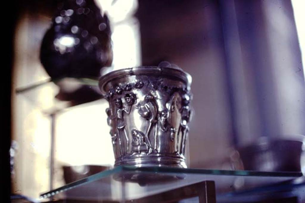 Villa della Pisanella, Boscoreale. 1974. Silver cup with skeletons, part of silver treasure. 
Now in the Louvre. Inventory number BJ1924. Photo by Stanley A. Jashemski.   
Source: The Wilhelmina and Stanley A. Jashemski archive in the University of Maryland Library, Special Collections (See collection page) and made available under the Creative Commons Attribution-Non-Commercial License v.4. See Licence and use details.
J74f0827