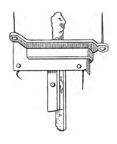 Villa della Pisanella, Boscoreale. Nubilarium V. 1897 drawing of window catch.
See Pasqui A., La Villa Pompeiana della Pisanella presso Boscoreale, in Monumenti Antichi VII 1897, (fig.72).