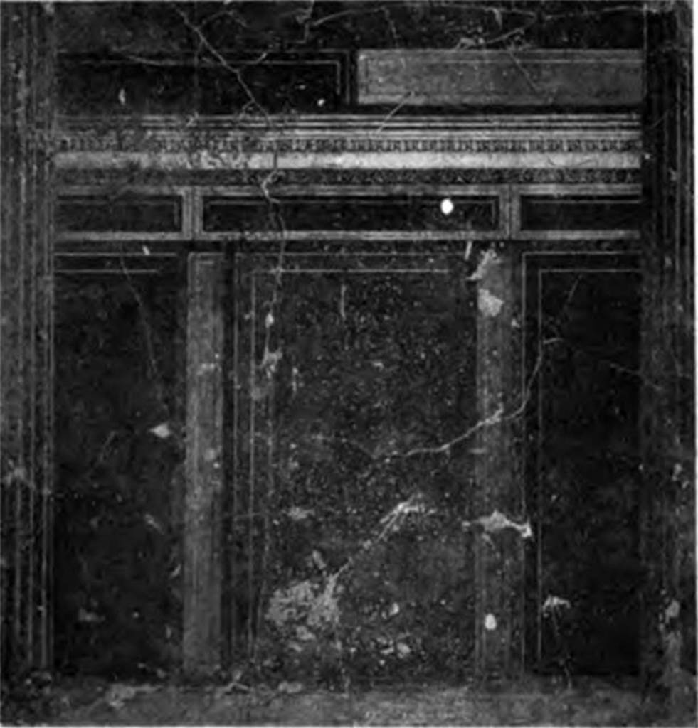 Villa of P Fannius Synistor at Boscoreale. 1900. Fauces C, east wall, architectural fresco. 
Central part of decoration painted on the right wall of the fauces, as one entered.
See Barnabei F., 1901. La villa pompeiana di P. Fannio Sinistore. Roma: Accademia dei Lincei. p.22, Fig. 4.