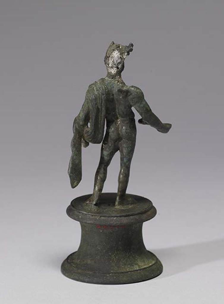 Boscoreale, Villa rustica in fondo D’Acunzo. Room 12, lararium. 
Bronze statuette of Mercury, rear view.
Photo courtesy of The Walters Art Museum, Baltimore. Inventory number 54.748.
http://thewalters.org/
Creative Commons Attribution-ShareAlike 3.0 Unported Licence