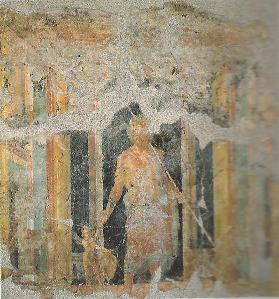 Complesso dei triclini in località Moregine a Pompei. Triclinium D. 
Giove e un piccolo amorino alata. Jupiter and a small winged cupid.
PAP inventory number 25941.
