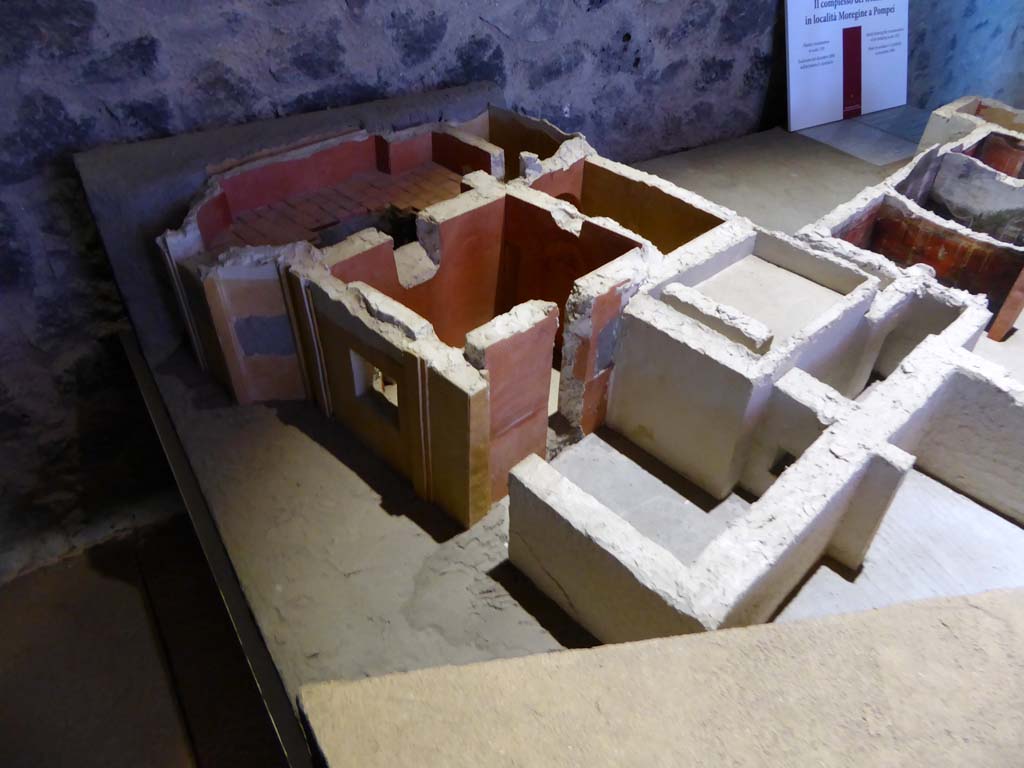 Complesso dei triclini in località Moregine a Pompei. September 2015. Baths suite looking north-east on December 2000 model.
Foto Annette Haug, ERC Grant 681269 DÉCOR.