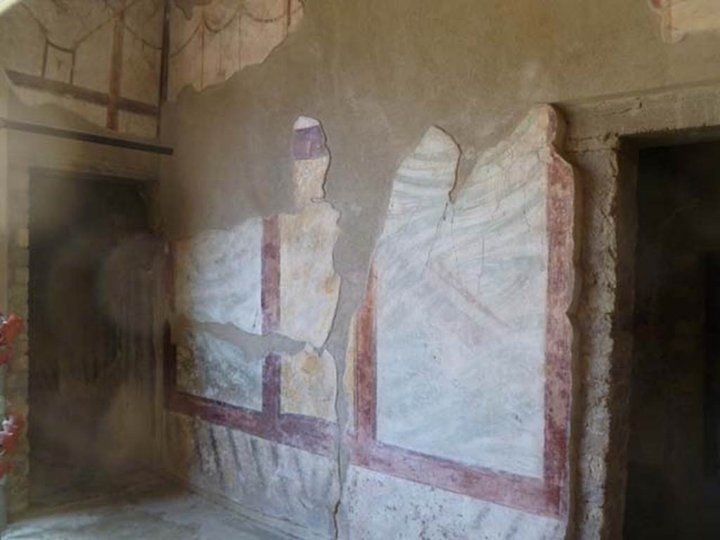 Oplontis, May 2011. Room 4, east wall with entrance to corridor 3 leading to east portico 34, on left, and doorway to room1, on right. Photo courtesy of Michael Binns.