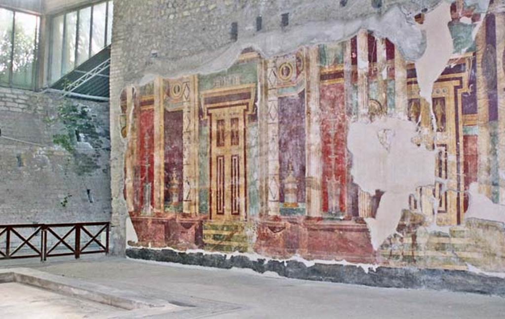 Oplontis, Villa of Poppea, October 2001. Room 5, the atrium. Looking towards the west wall and the south-west corner. Photo courtesy of Peter Woods