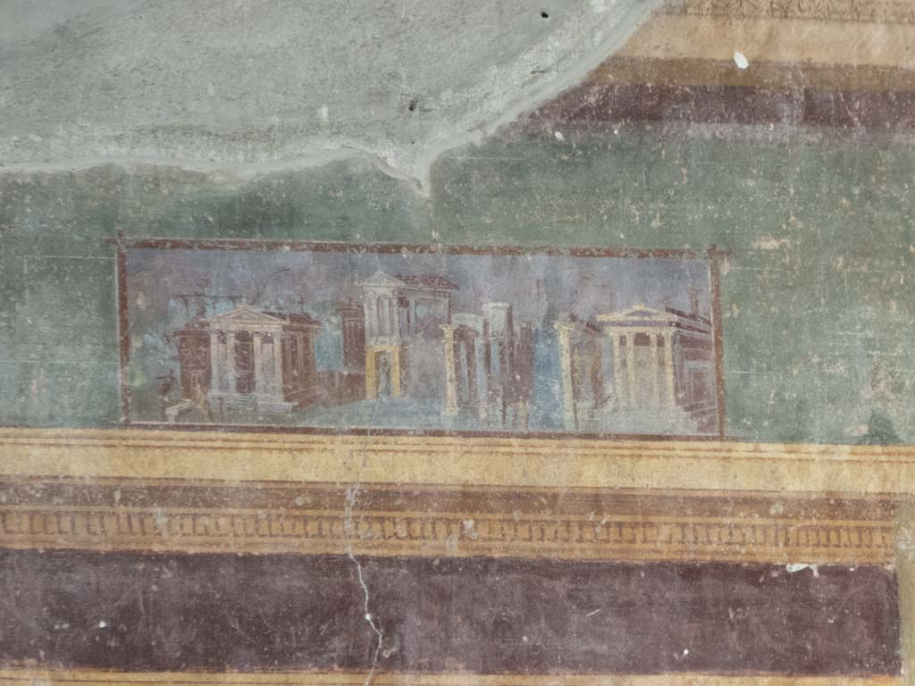 Oplontis Villa of Poppea, September 2017. Room 5, detail of painting above painted doorway in west wall at south end. 
Foto Annette Haug, ERC Grant 681269 DÉCOR.
