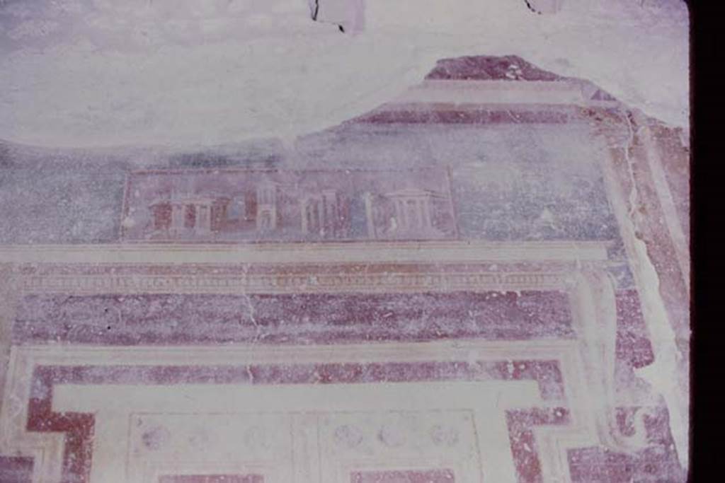 Oplontis, 1973. Room 5, detail above painted door in atrium. Photo by Stanley A. Jashemski. 
Source: The Wilhelmina and Stanley A. Jashemski archive in the University of Maryland Library, Special Collections (See collection page) and made available under the Creative Commons Attribution-Non Commercial License v.4. See Licence and use details. J73f0371