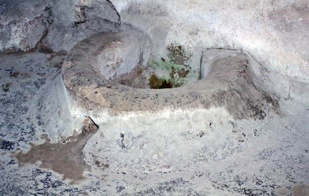 Oplontis, Villa of Poppea, October 2001. Detail of the vat/tank against the east wall.  
Photo courtesy of Peter Woods