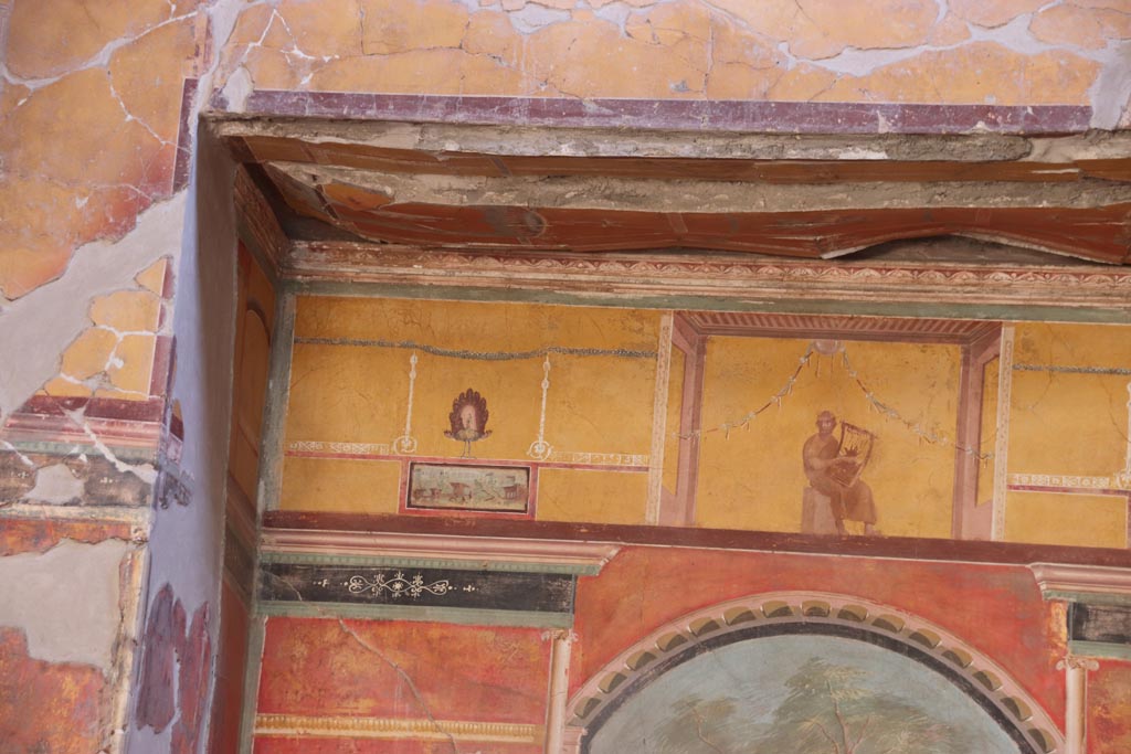 Oplontis Villa of Poppea, October 2022. Room 8, upper north end of recess in east wall. Photo courtesy of Klaus Heese.