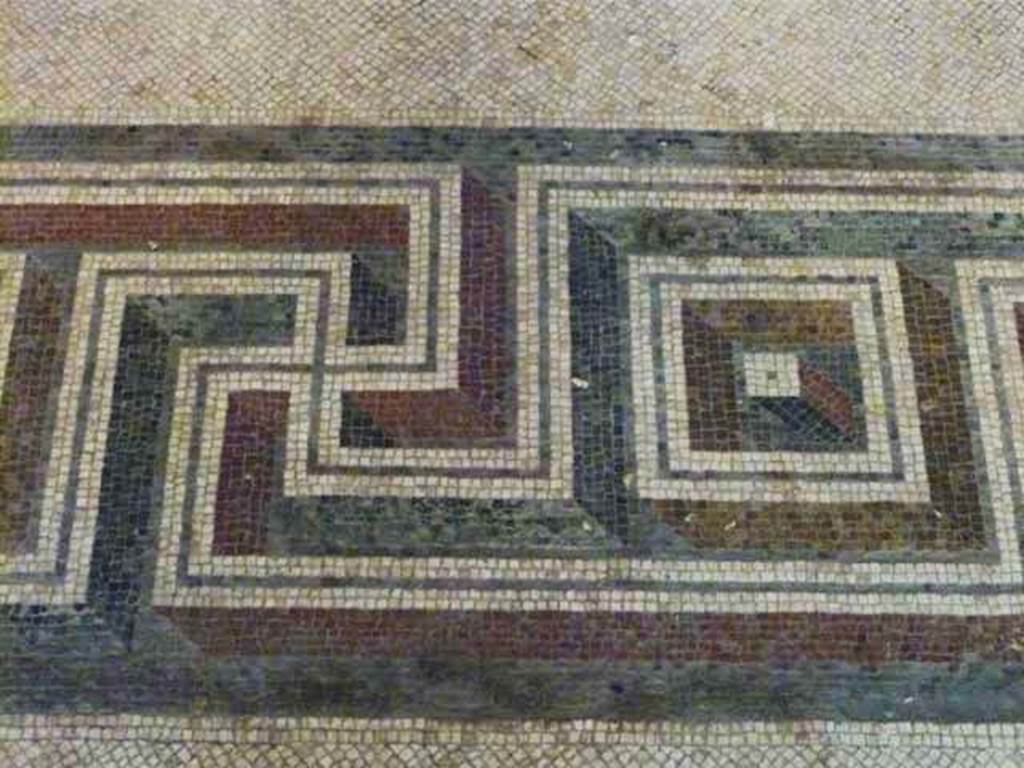 Oplontis, May 2011. Room 14, detail of mosaic floor in triclinium. Photo courtesy of Buzz Ferebee.