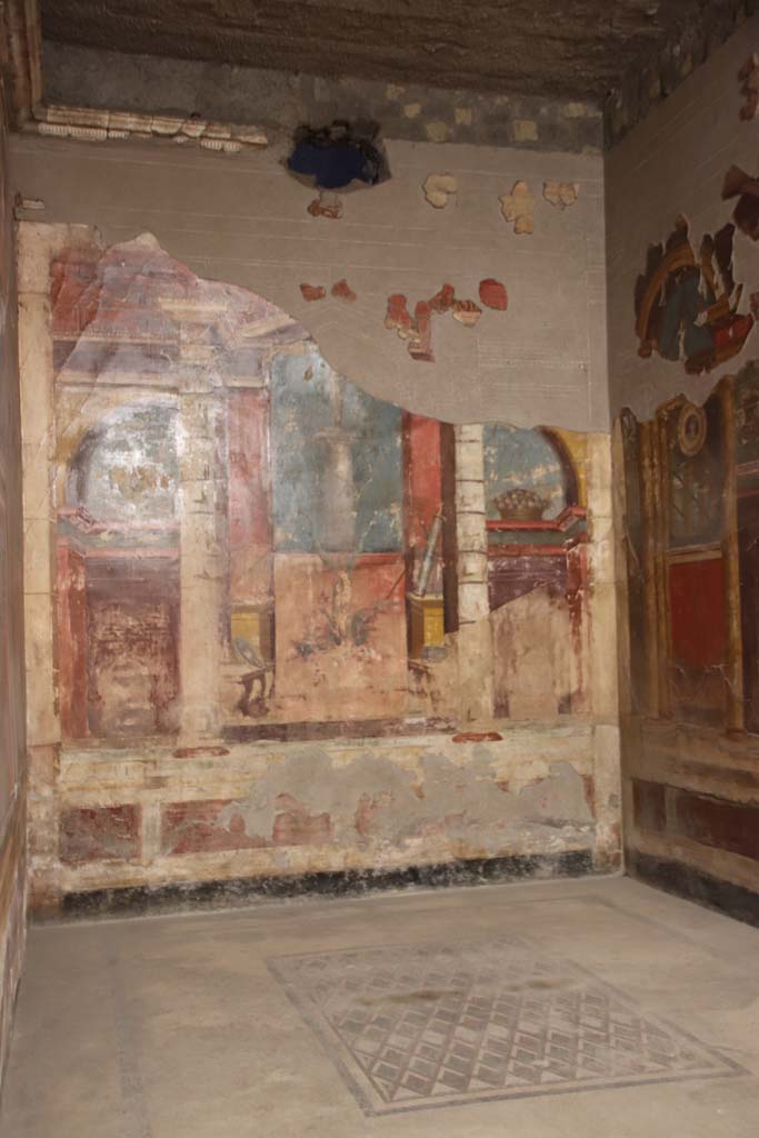 Oplontis Villa of Poppea, September 2021. 
Room 14, looking towards north wall and north-east corner. Photo courtesy of Klaus Heese.
