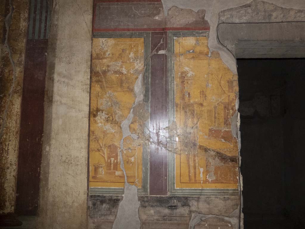 Oplontis Villa of Poppea, September 2017. Room 14, east wall with two paintings on north side of doorway leading to room 10b.
Foto Annette Haug, ERC Grant 681269 DÉCOR.