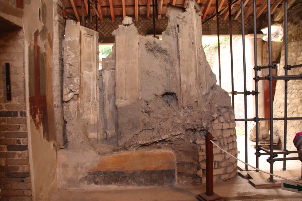 Oplontis Villa of Poppea, October 2020. Room 15, looking south towards plaster-cast of closed window shutters. Photo courtesy of Klaus Heese.