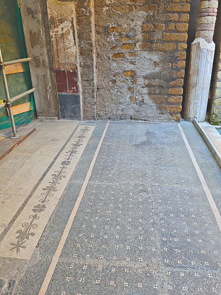 Oplontis Villa of Poppea, October 2023. 
Room 16, looking towards west wall at south end. Photo courtesy of Giuseppe Ciaramella.