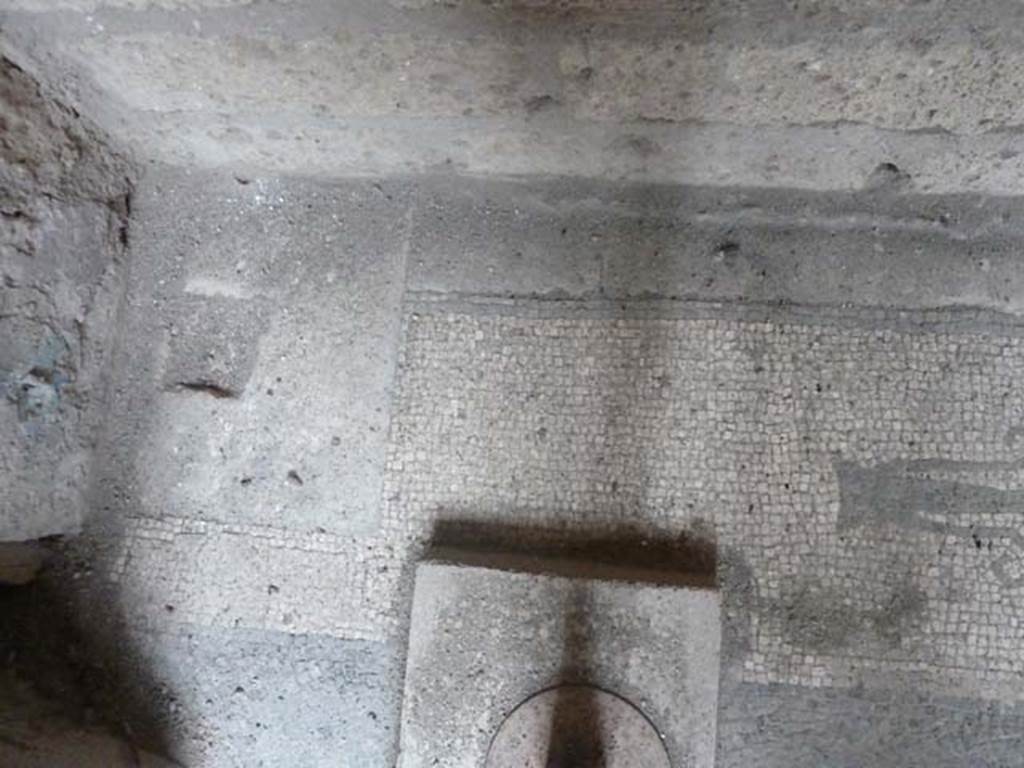 Oplontis, September 2015. Room 16, west end of the threshold with square groove for the hinge of the door.
