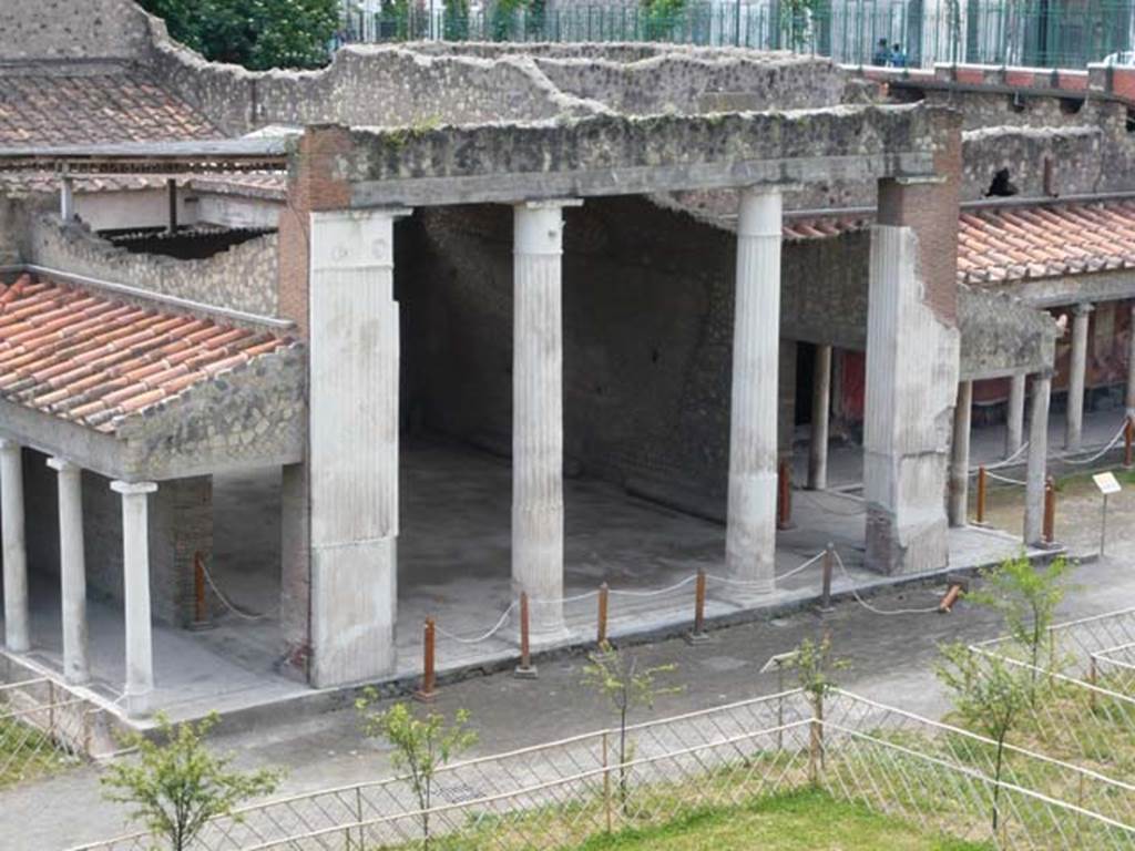 Oplontis, May 2010. Looking south-west towards the large entrance to room 21, from the north garden. Photo courtesy of Buzz Ferebee.