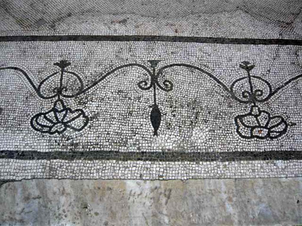 Oplontis, May 2011. Room 21, detail of mosaic threshold from east side between pilaster and column of large room. Photo courtesy of Buzz Ferebee.