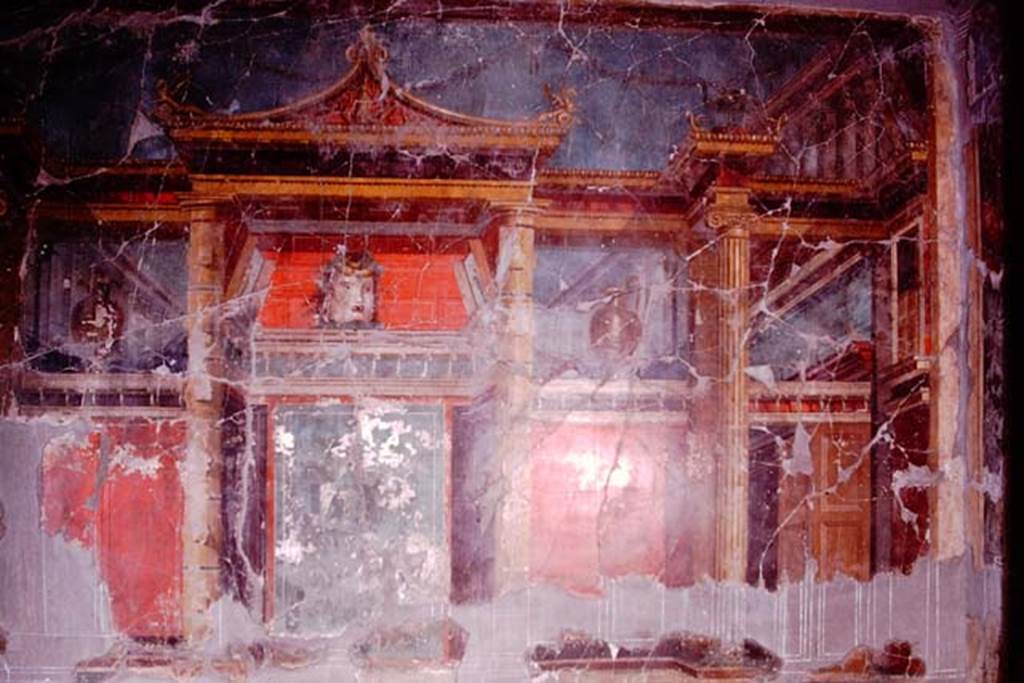 Oplontis, 1974. Room 23, west wall. Photo by Stanley A. Jashemski.   
Source: The Wilhelmina and Stanley A. Jashemski archive in the University of Maryland Library, Special Collections (See collection page) and made available under the Creative Commons Attribution-Non Commercial License v.4. See Licence and use details. J74f0653