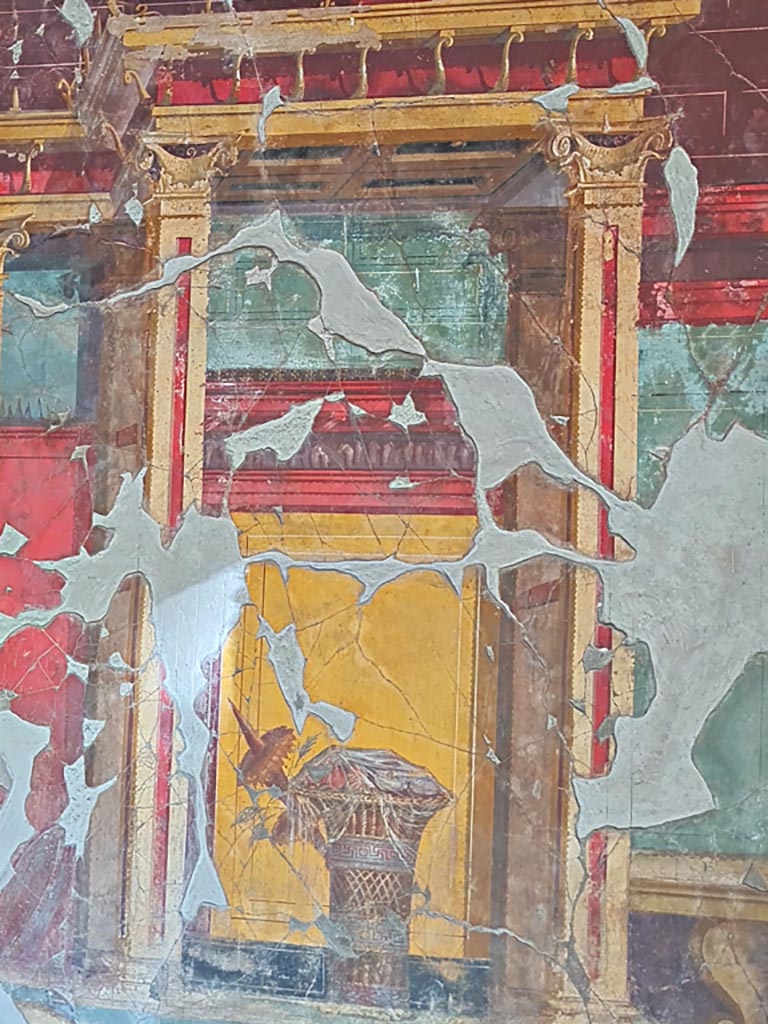 Oplontis Villa of Poppea, October 2023. 
Room 23, north wall at east end. Photo courtesy of Giuseppe Ciaramella.