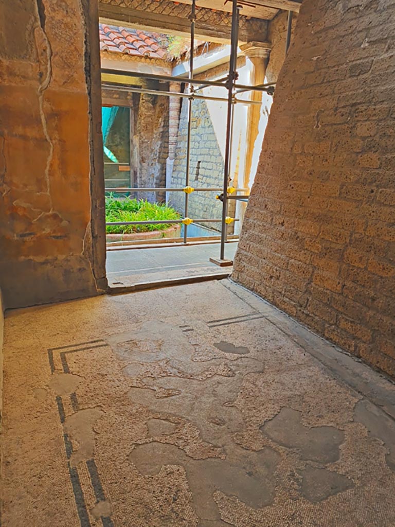 Oplontis Villa of Poppea, October 2023. 
Room 31, looking towards south wall with large doorway to room 16. Photo courtesy of Giuseppe Ciaramella.