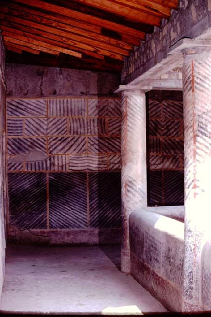 Oplontis, 1974. Room 32, rustic peristyle. Photo by Stanley A. Jashemski.   
Source: The Wilhelmina and Stanley A. Jashemski archive in the University of Maryland Library, Special Collections (See collection page) and made available under the Creative Commons Attribution-Non Commercial License v.4. See Licence and use details. J74f0638