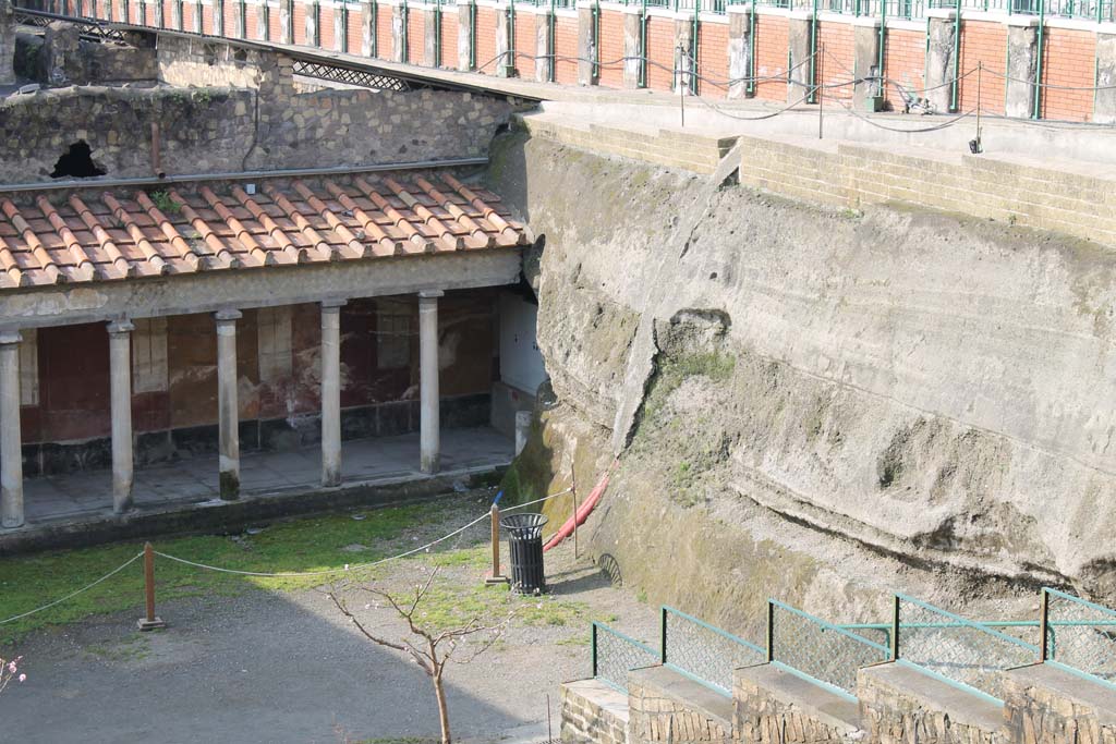 Oplontis Villa of Poppea, March 2014. Looking south-west towards west end of west portico (33), into the unexcavated. 
Foto Annette Haug, ERC Grant 681269 DÉCOR.