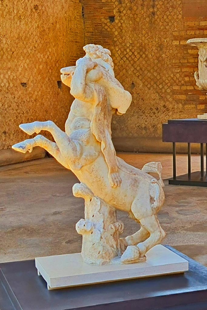 Oplontis Villa of Poppea, October 2023. 
Portico 33, another of the Centaurs on display. Photo courtesy of Giuseppe Ciaramella.