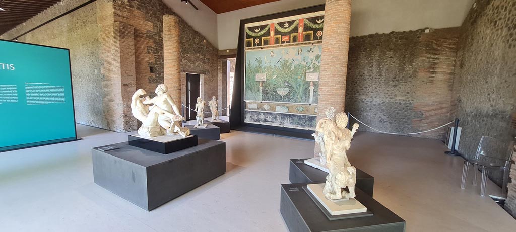 Oplontis Villa of Poppea, April 2022. 
Exhibition of statues from Oplontis, held in II.7.9, the Palaestra at Pompeii. Photo courtesy of Giuseppe Ciaramella.