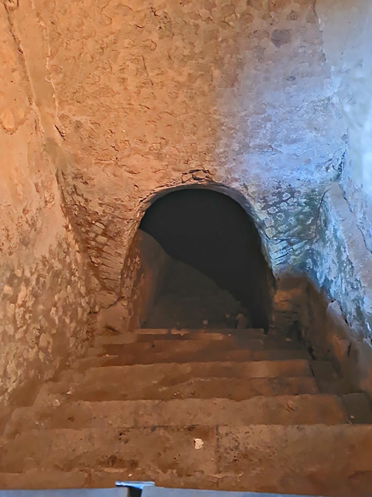 Oplontis Villa of Poppea, October 2023. Room 36, steps to lower floor. Photo courtesy of Giuseppe Ciaramella.
