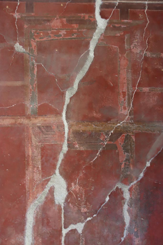 Oplontis Villa of Poppea, May 2024. 
Corridor 37, west wall, detail of decoration. Photo courtesy of Klaus Heese.