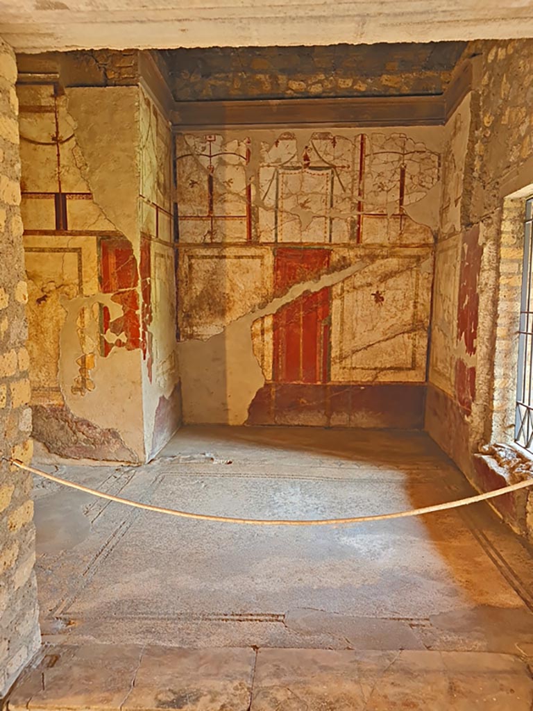 Oplontis Villa of Poppea, October 2023. 
Room 41, looking north through doorway from Portico 24. Photo courtesy of Giuseppe Ciaramella.