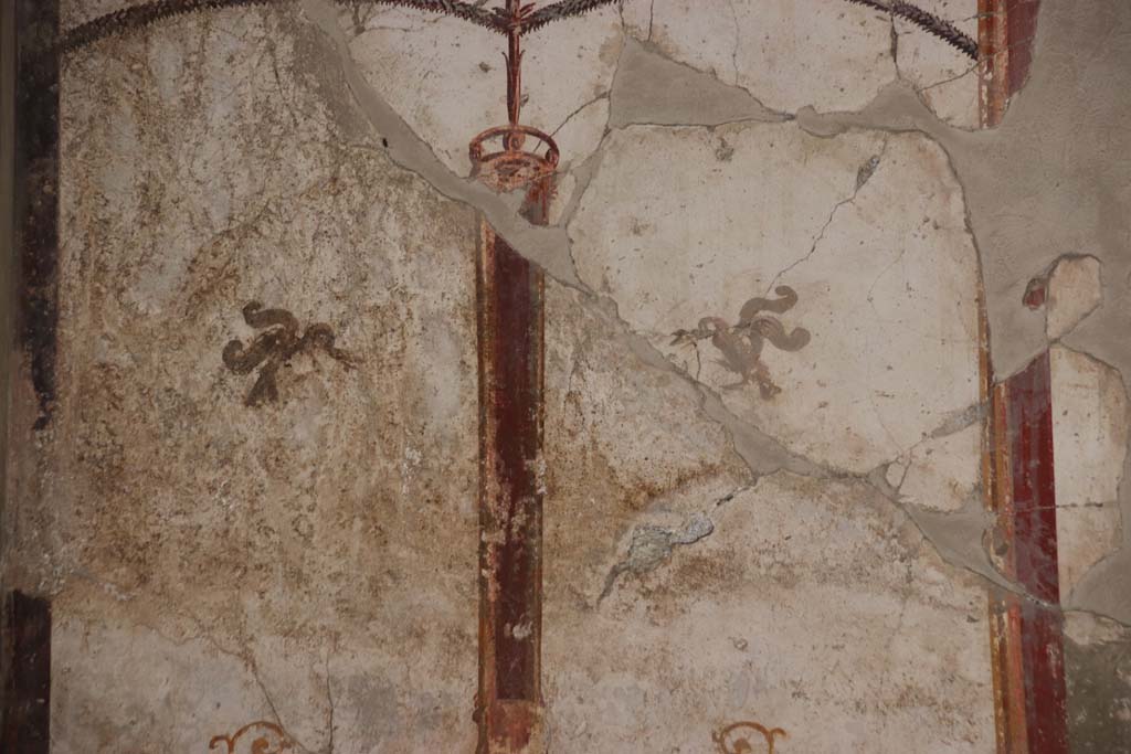 Oplontis Villa of Poppea, September 2021.  
Room 41, detail of painted decoration from upper north wall of alcove, at west end. Photo courtesy of Klaus Heese.