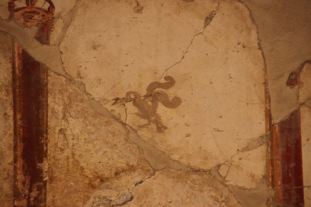 Oplontis Villa of Poppea, October2020. Room 41, detail of painted decoration from upper north wall of alcove, at west end. 
Photo courtesy of Klaus Heese.
