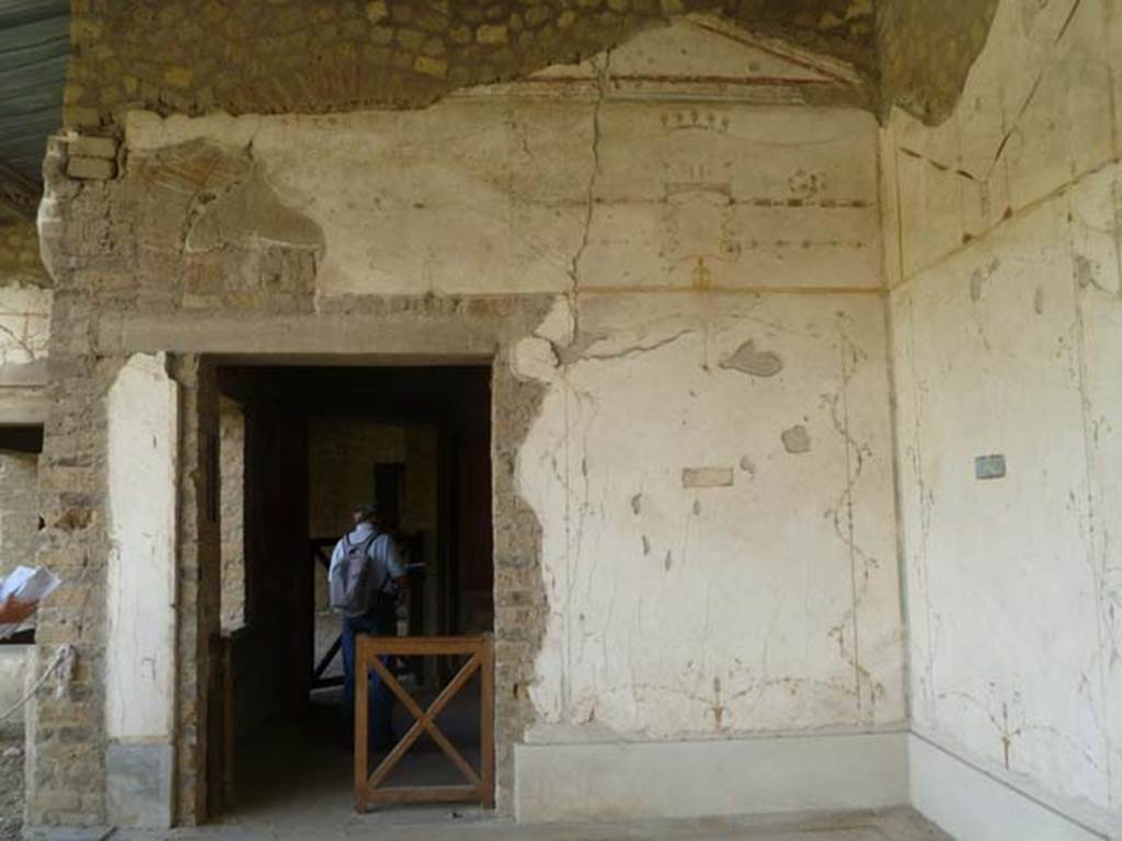 Oplontis, May 2011. Doorway into room 66, on south-west side of the swimming pool. 
Looking towards the south wall of portico 60. Photo courtesy of Michael Binns.