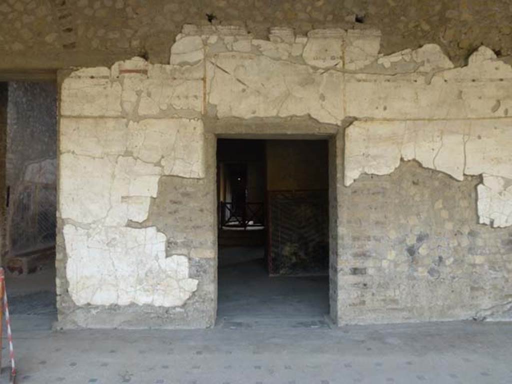 Oplontis, September 2011.Area 60, the west portico wall with doorway to room 63, a corridor leading to rooms 62, 53, etc.  Photo courtesy of Michael Binns.