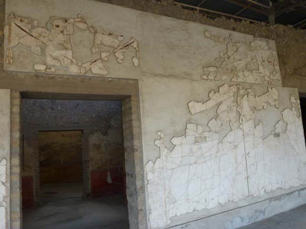Oplontis, September 2011. Area 60, doorway to room 90 and the west portico wall to the north side of it. Looking west. Photo courtesy of Michael Binns.