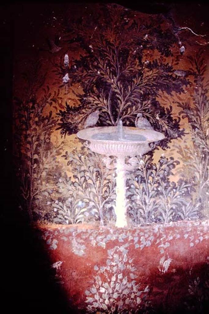 Oplontis. 1976. Room 61, south wall of raised courtyard garden. Photo by Stanley A. Jashemski.   
Source: The Wilhelmina and Stanley A. Jashemski archive in the University of Maryland Library, Special Collections (See collection page) and made available under the Creative Commons Attribution-Non Commercial License v.4. See Licence and use details. J76f0385