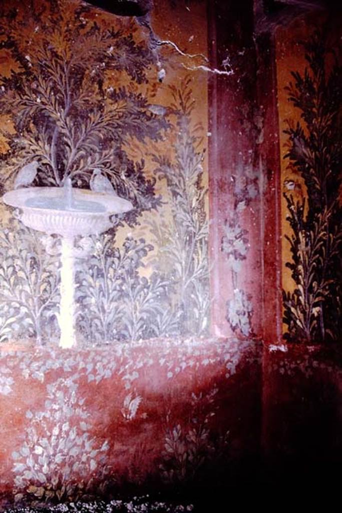 Oplontis, 1976.Room 61, a raised courtyard garden, looking towards wall paintings in south-west corner. Photo by Stanley A. Jashemski.   
Source: The Wilhelmina and Stanley A. Jashemski archive in the University of Maryland Library, Special Collections (See collection page) and made available under the Creative Commons Attribution-Non Commercial License v.4. See Licence and use details. J76f0397