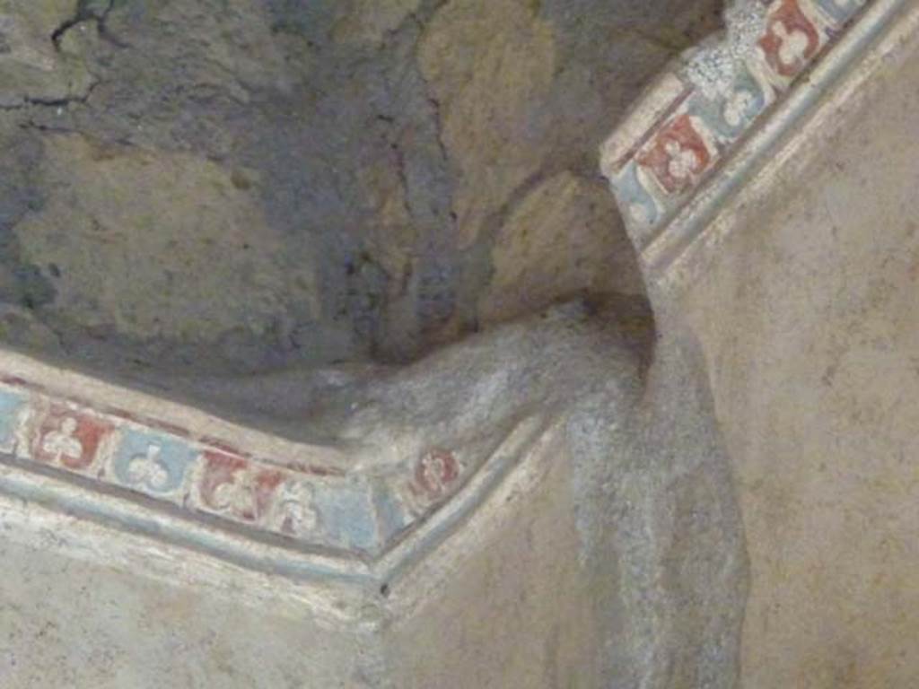 Oplontis Villa of Poppea, September 2011. 
Area 64, decorative stucco in the upper north-west corner. Photo courtesy of Michael Binns.