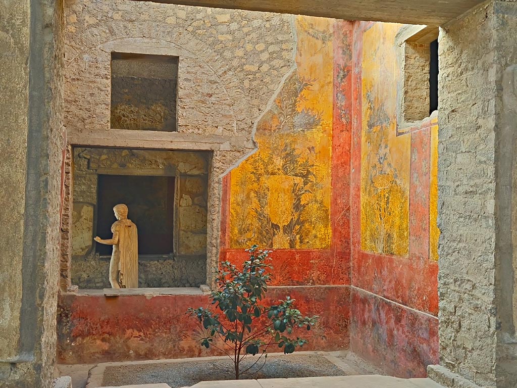 Oplontis Villa of Poppea, October 2023. 
Room 68, looking across room towards south wall and window into room 65. Photo courtesy of Giuseppe Ciaramella.