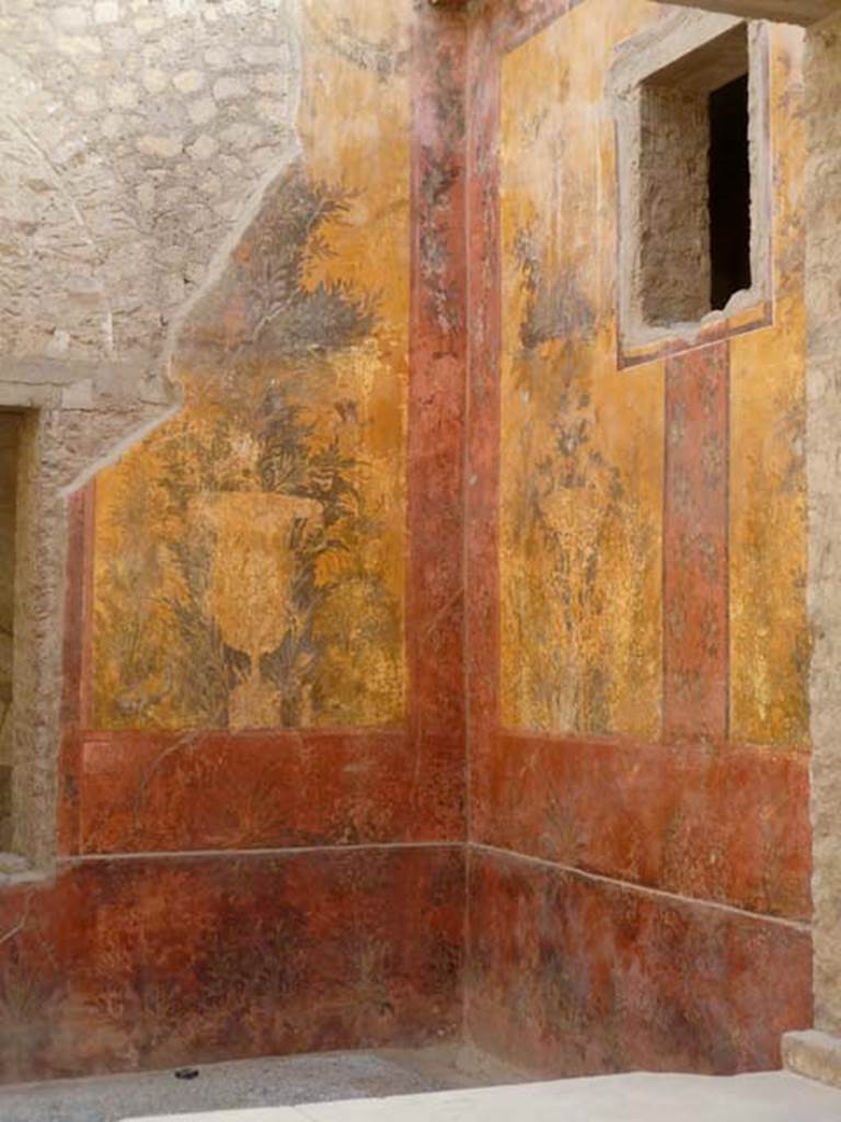 Oplontis, May 2011. Room 68, south-west corner and west wall, taken from window in north wall.  Photo courtesy of Michael Binns.