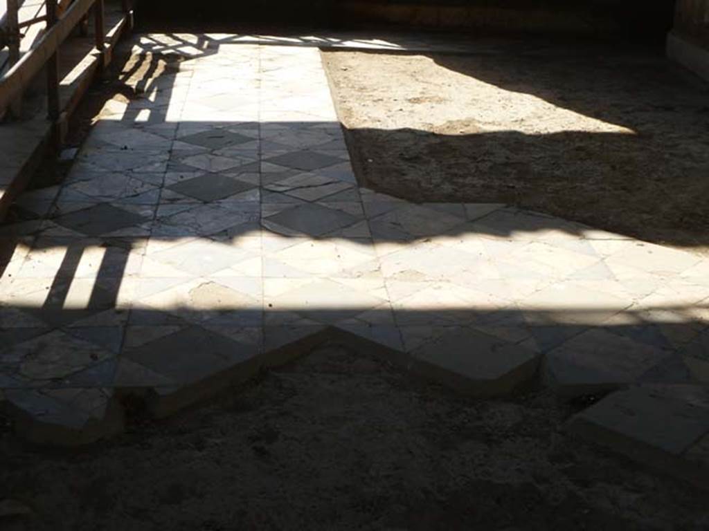 Oplontis, May 2011. Room 69, with decorative floor of opus sectile, looking west. 
Photo courtesy of Michael Binns.