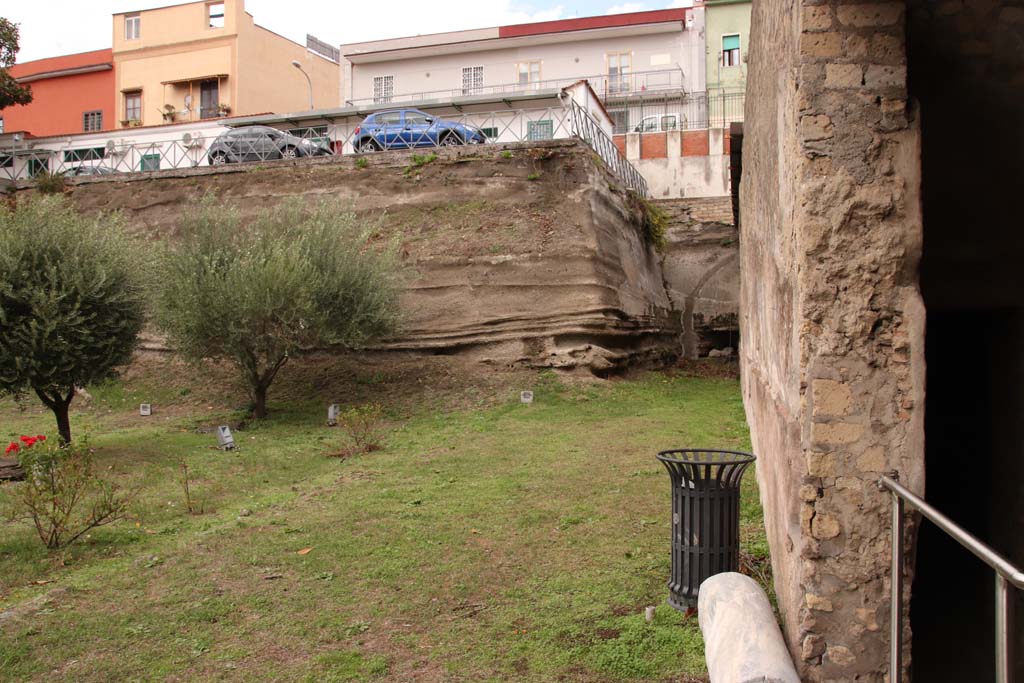 Oplontis Villa of Poppea, October 2020. 
Looking north across garden area from outside doorway to room 69, on right. Photo courtesy of Klaus Heese.