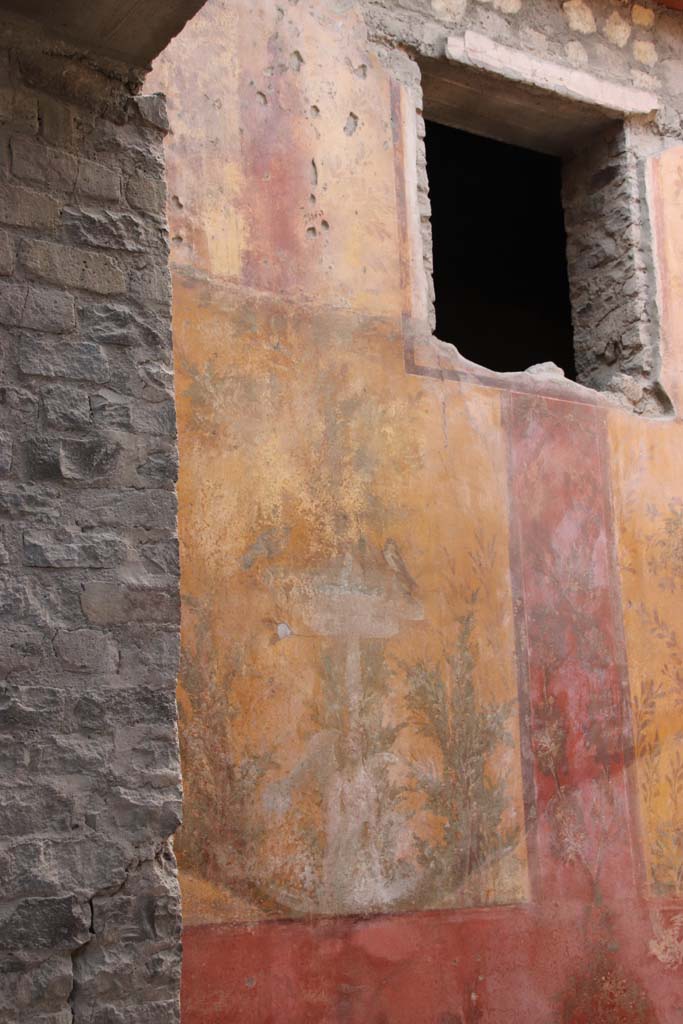 Oplontis Villa of Poppea, September 2021. 
Room 70, detail from south end of west wall. Photo courtesy of Klaus Heese.